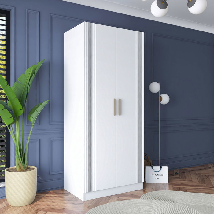 Hanah Home Armario Blanco con Puertas Recubiertas de Membrana Hanah Home Armario Blanco con Puertas Recubiertas de Membrana